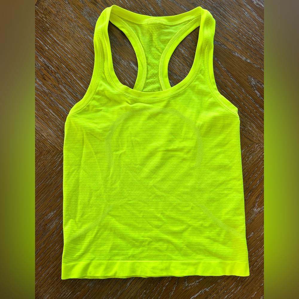 Lululemon swiftly tech yellow racer back tank. Size 2